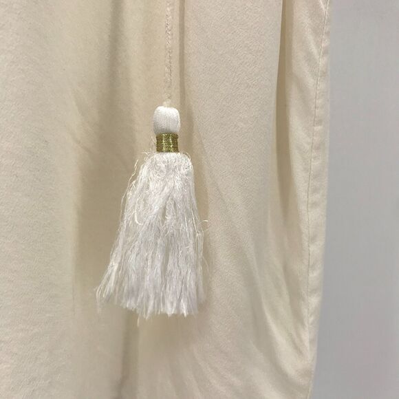 Lilly Pulitzer Cami Tank Womens XS Ivory Silk Ruffled V Neck Tasseled Boho - Picture 5 of 11
